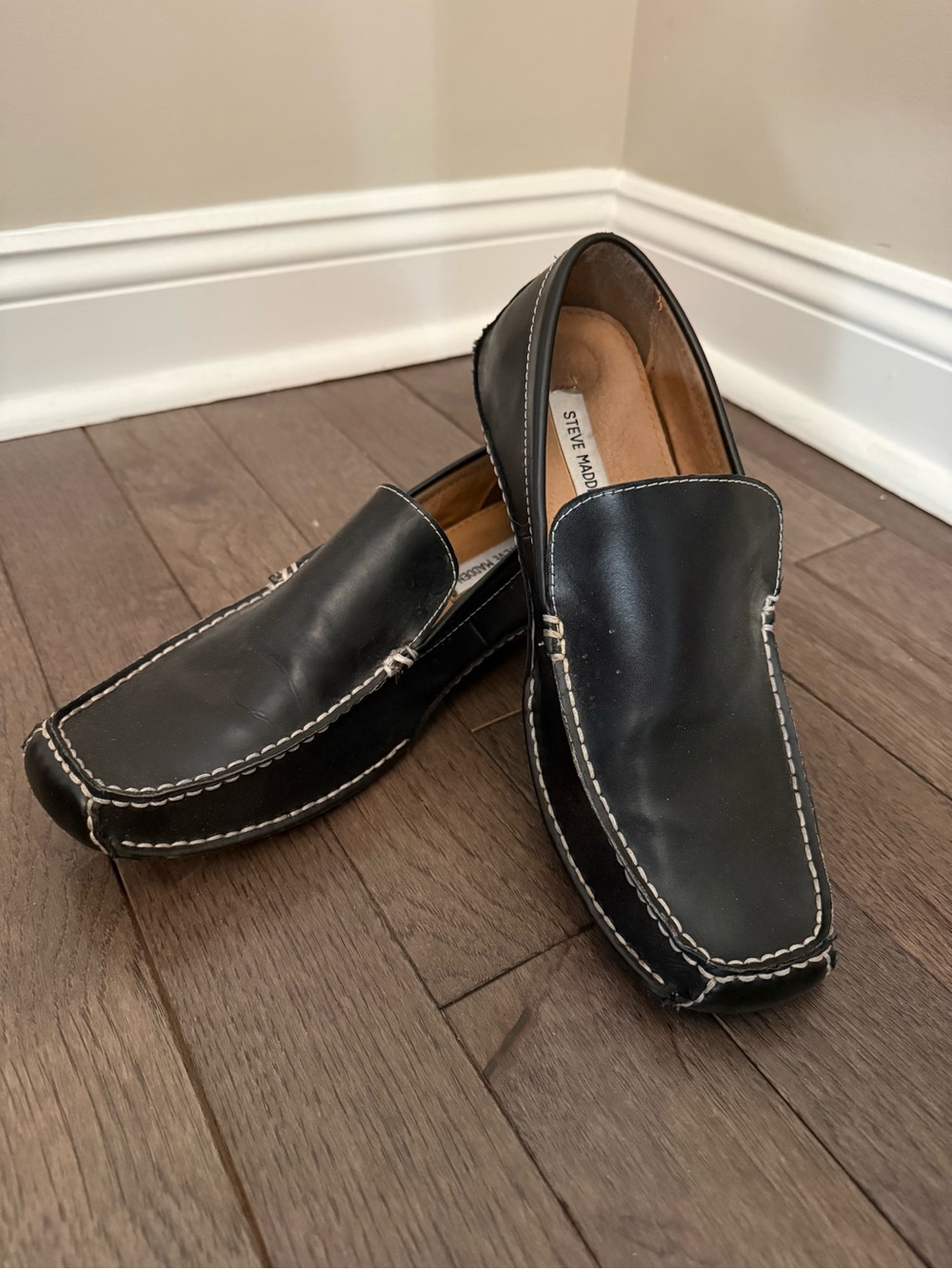 Steve Madden Black Leather Loafers